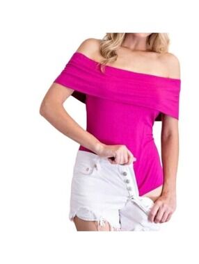 ee:some Barbie Pink Off-Shoulder Bodysuit | Large #10